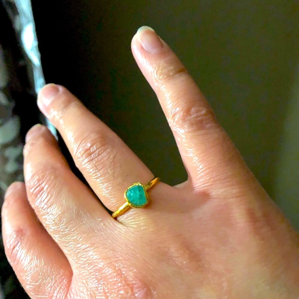 New raw emerald ring